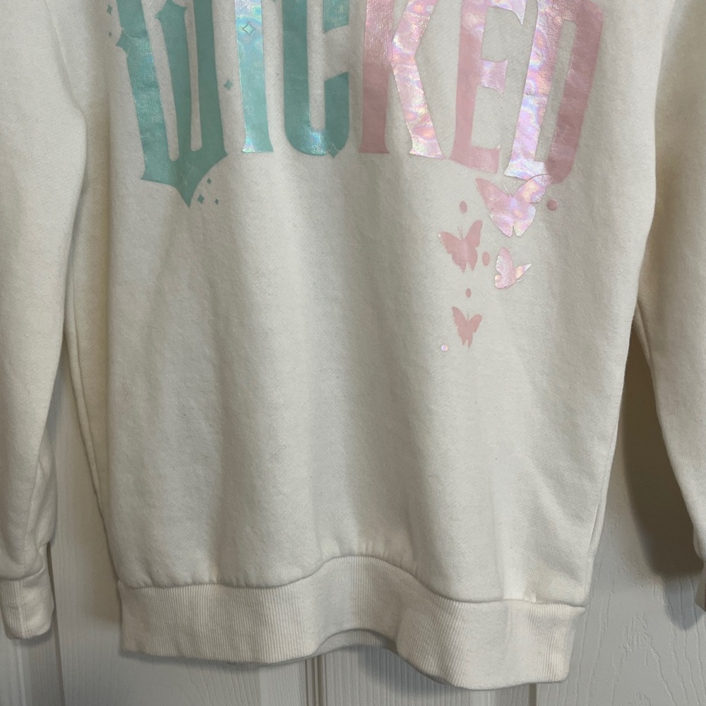 Wicked from Paul Tazewell Cream Hoodie w/ Green & Pink Pastel Graphics Girls Lg - Picture 8 of 16